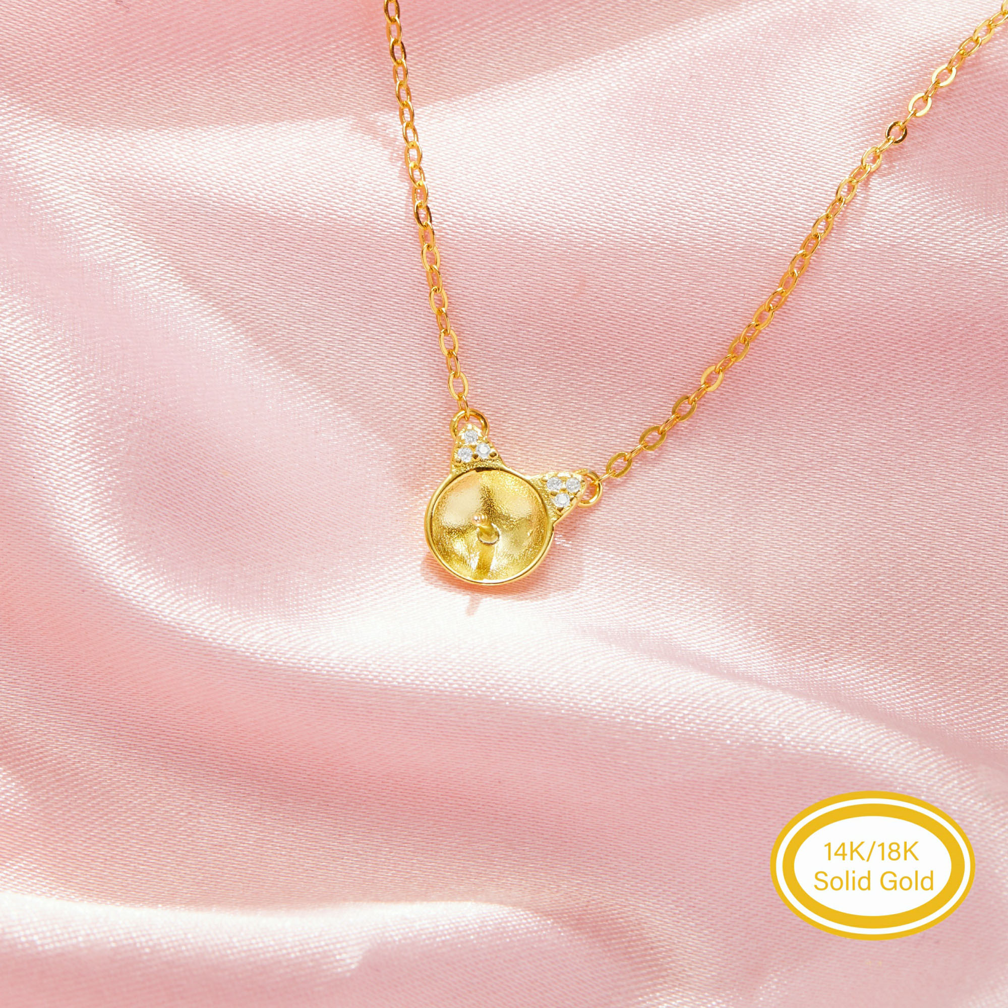 Keepsake Breast Milk Resin Ball Round Pin Solid 14K 18K Gold Cat Necklace Settings For Half Drilled Pearl Bead 1411464 Keepsake Breast Milk Resin Ball Round Pin Solid 14K 18K Gold Cat Necklace Settings For Half Drilled Pearl Bead 1411464