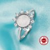 Keepsake Breast Milk Resin Round Bezel Ring Blank Settings,Halo Solid 925 Sterling Silver Color CZ Birthstone Ring 1212105