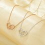 4x6MM Pear Prong Pendant Settings,Heart Solid 925 Sterling Silver Rose Gold Plated Necklace,Art Deco Heart Necklace With Chain 16''+2'' 1431337