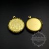 5pcs 27mm vintage style raw brass flower engraved round photo locket pendant charm DIY supplies 1111074-1