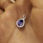 Pear Pendant With 6x8MM Pear Purple Cubic Zirconia,Solid 925 Sterling Silver Pendant Charm,Pave CZ Stone Pear Pendant 6130043