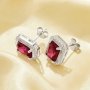 Rectangle Simulated Ruby Studs Earrings,Solid 925 Sterling Silver Earring,July Birthstone Earrings 6350006