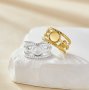 Keepsake Breastmilk Stainless Steel Round Bezel Adjustable Ring Settings, Gold Plated 304L Ring,0.5MM Deep DIY Ring Supplies 1215086