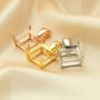 8MM Square Prong Pendant Settings for Princess Cut Stone,Solid 925 Sterling Silver Rose Gold Plated Charm,Simple Square Charm,DIY Pendant Bezel For Gemstone 1431205