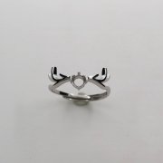 1Pcs 4MM Round Silver Rose Gold Gemstone Cz Stone Deer Horn Prong Bezel Solid 925 Sterling Silver Adjustable Ring Settings 1214037