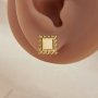 Keepsake Breastmilk Stainless Steel Square Bezel Earrings Settings, Gold Plated 304L Studs Earrings,0.5MM Deep DIY Supplies 1706153