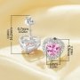 Elegant Halo Heart Studs Earrings With 6MM Heart Pink Cubic Zirconia,Solid 925 Sterling Silver Earring,Pave CZ Stone Heart Earrings 6370020