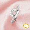 6MM Halo Round Prong Ring Settings,Flower Solid 14K 18K Gold Ring,Vintage Art Deco Ring,DIY Ring Supplies For Gemstone 1215088