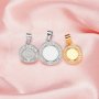 Keepsake Breast Milk Resin Halo Round Bezel Pendant Blank Settings,Solid Back Solid 14K 18K Gold Pendant Charm,DIY Pendant Supplies 1411375