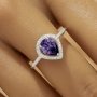 Elegant Halo Pear Ring With 6x8MM Pear Purple Cubic Zirconia,Solid 925 Sterling Silver Ring,Pave CZ Stone Pear Ring 6230043