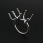 Irregular Stone Prong Claw Ring Settings Solid 925 Sterling Silver Raw Stone Adjustable Bezel Ring DIY supplies findings 1212070