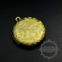 5pcs 27mm vintage style raw brass flower engraved round photo locket pendant charm DIY supplies 1111074-1