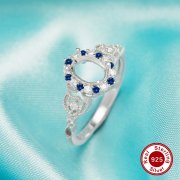 5x7MM Halo Oval Prong Ring Settings,Vintage Styles Art Deco Solid 925 Sterling Silver Ring,Birthstone Ring,DIY Ring Supplies 1222106