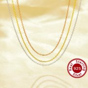 1.1MM Thick Simple Cable Oval Chain Necklace,Solid 925 Sterling Solid Silver Rose Gold Plated Necklace Chain 16Inch with 2 Inch Extension Chain 6190105