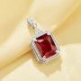 Rectangle Simulated Ruby Pendant With 8x10MM Rectangle Ruby,Solid 925 Sterling Silver Pendant Charm,July Birthstone Pendant 6150008