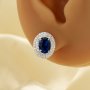 Luxury Oval Studs Earrings With 5x7MM Lab Created Sapphire,Solid 925 Sterling Silver Studs Earrings,September Birthstone Earrings 6310083