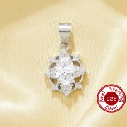 Vintage Styles Simulated Diamond Pendant With 4x6MM White Cubic Zirconia,Solid 925 Sterling Silver Pendant Charm,Pave CZ Stone Pendant Charm 6120051