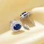 Luxury Oval Studs Earrings With 5x7MM Lab Created Sapphire,Solid 925 Sterling Silver Studs Earrings,September Birthstone Earrings 6310083