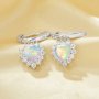 Heart Simulated Opal Hoop Earrings With 6MM Heart Color Change Simulated Opal,Solid 925 Sterling Silver Earring,October Birthstone Earrings 6370023