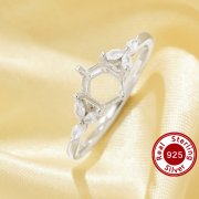 US Size 6.75 Hexagon Prong Ring Settings,Tree Branch Leaf Solid 925 Sterling Silver Ring,Dainty Art Deco Ring,DIY Ring Supplies For Gemstone 1294891