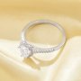 Dainty Halo Heart Simulated Diamond Ring With 6MM Heart White Cubic Zirconia,Solid 925 Sterling Silver Ring,Dainty Pave CZ Stone Heart Ring 6270046