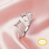 Two Stone Prong Toi Et Moi Ring Settings,Solid 14K 18K Gold Ring,With 6x8MM Rectangle Pear Stone,Adjustable Ring,DIY Ring Supplies For Gemstone 1294787