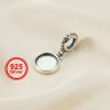 Keepsake Breast Milk Resin Charm Bezel Thick Bracelet Connector Antiqued Solid 925 Sterling Silver 9MM Round Tray for Resin 4.5MM Hole1431099