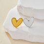 Keepsake Breastmilk Stainless Steel Heart Bezel Earrings Settings, Gold Plated 304L Studs Earrings,0.5MM Deep DIY Supplies 1706156