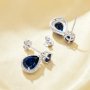 Vintage Styles Pear Simulated Sapphire Studs Earrings,Solid 925 Sterling Silver Earring,September Birthstone Earrings 6330008