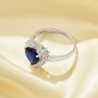 Luxury Heart Simulated Sapphire Ring With 8MM Heart Sapphire,Solid 925 Sterling Silver Ring,September Birthstone Ring,Dainty Pave CZ Stone Heart Ring 6270044