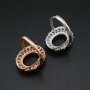 1Pcs 10x14MM Oval Double Halo Pave CZ Stone Vinatge Style Rose Gold Plated Solid 925 Sterling Silver Adjustable Prong Ring Settings Blank for Gemstone 1224029