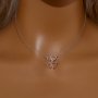 Double Stones Heart Prong Pendant Settings,Solid 925 Sterling Silver Rose Gold Plated Necklace,Minimalist Heart Necklace With Chain 16''+2'' 1431336