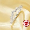 US Size 6.75 Curved CZ Stone Stackable Ring,Tree Branch Leaf Solid 925 Sterling Silver Ring,Eternity Art Deco Stacker Ring,DIY Ring Supplies 6290613