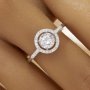 Halo Round Simulated Diamond Ring With 6MM Round White Cubic Zirconia,Solid 925 Sterling Silver Ring,Pave CZ Stone Round Ring 6210315