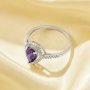 Elegant Halo Pear Ring With 6x8MM Pear Purple Cubic Zirconia,Solid 925 Sterling Silver Ring,Pave CZ Stone Pear Ring 6230043