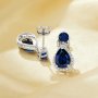 Vintage Styles Pear Simulated Sapphire Studs Earrings,Solid 925 Sterling Silver Earring,September Birthstone Earrings 6330008