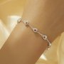 4MM 11 Stones Heart Bezel Bracelet Settings,Solid 925 Sterling Silver Rose Gold Plated Bracelet With Chain 7''+1.6'' 1900306