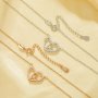 4x6MM Pear Prong Pendant Settings,Heart Solid 925 Sterling Silver Rose Gold Plated Necklace,Art Deco Heart Necklace With Chain 16''+2'' 1431337