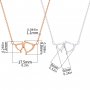 Double Stones Heart Prong Pendant Settings,Solid 925 Sterling Silver Rose Gold Plated Necklace,Minimalist Heart Necklace With Chain 16''+2'' 1431336