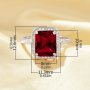 Elegant Rectangle Simulated Ruby Ring With 8x10MM Rectangle Ruby,Solid 925 Sterling Silver Ring,July Birthstone Rectangle Ring 6250052