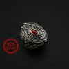 18x20MM Oval Keepsake Ring Antiqued Solid 925 Sterling Silver Prayer Box Photo Locket DIY Ring with Red CZ Stone Supplies 1223115