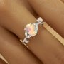 Tree Branch Leaf Oval Ring With 6x8MM Oval Color Change Simulated Opal,Solid 925 Sterling Silver Ring,Adjustable Ring,October Birthstone Ring 6220257