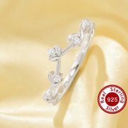 US Size 6.75 Curved CZ Stone Stackable Ring,Solid 925 Sterling Silver Ring,Tree Branch Leaf Stacker Ring,Stackable Ring,DIY Ring Supplies 6290607