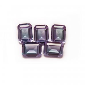 1Pcs Simulated Alexandrite Rectangle Emerald Cut Stone,Color Change Stone,June Birthstone,Unique Gemstone,Loose Stone,DIY Jewelry Supplies 4170023