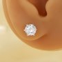 Minimalist Round Simulated Diamond Studs Earrings With 6MM Round White Cubic Zirconia,Solid 925 Sterling Silver Earring,Simple Round Studs Earrings 6310094