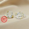 1Pcs 8X10MM Oval Cabochon Bezel Gold Flower Leaf Branch 925 Sterling Silver Adjustable Ring Settings DIY Supplies 1223088