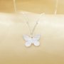 1PCS Minimalist Butterfly Pendant Necklace,Plain Solid 925 Sterling Silver Necklace,No Plating Simple Butterfly Necklace Chain 16''+2'' 6190087