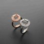 1Pcs Multiple Sizes Luxury Rose Gold Silver Oval Gems Cz Stone Prong Bezel Solid 925 Sterling Silver Adjustable Ring Settings 1224013