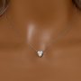 Minimalist Heart Pendant Necklace With 8MM Heart White Cubic Zirconia,Solid 925 Sterling Silver Necklace,Simple Heart Necklace 6170048