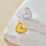 Keepsake Breastmilk Stainless Steel Heart Bezel Earrings Settings, Gold Plated 304L Studs Earrings,0.5MM Deep DIY Supplies 1706156